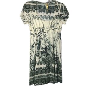 Ocean Breeze Y2K Babydoll Dress Juniors M Black White Embellished Empire EUC